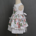 Summer vintage cotton print fabric baby girl dresses